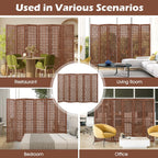 Urbane Crafts Handcrafted Wooden Room Divider & Extra Wide Living Room Partition | 6-Panel Solid Mango Wood & MDF Privacy Screen with Geometric Basketweave Cutouts | Honey Brown Finish