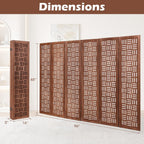 Urbane Crafts Handcrafted Wooden Room Divider & Extra Wide Living Room Partition | 6-Panel Solid Mango Wood & MDF Privacy Screen with Geometric Basketweave Cutouts | Honey Brown Finish