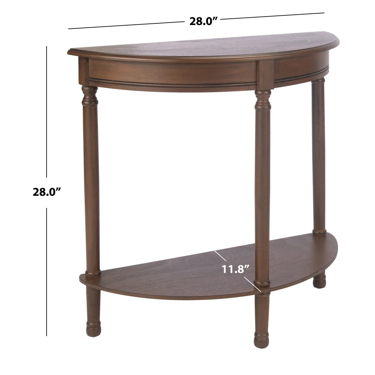 Urbane Crafts Premium Solid Teak Wood Semi-Circular Console Table with Bottom Shelf | Classic Entryway & Living Room Accent Table