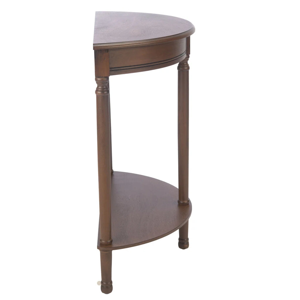 Urbane Crafts Premium Solid Teak Wood Semi-Circular Console Table with Bottom Shelf | Classic Entryway & Living Room Accent Table