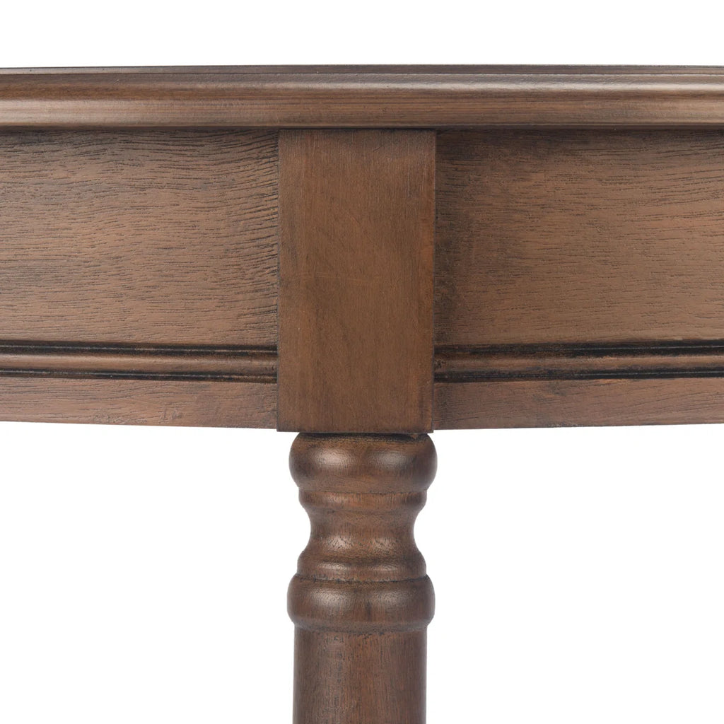 Urbane Crafts Premium Solid Teak Wood Semi-Circular Console Table with Bottom Shelf | Classic Entryway & Living Room Accent Table