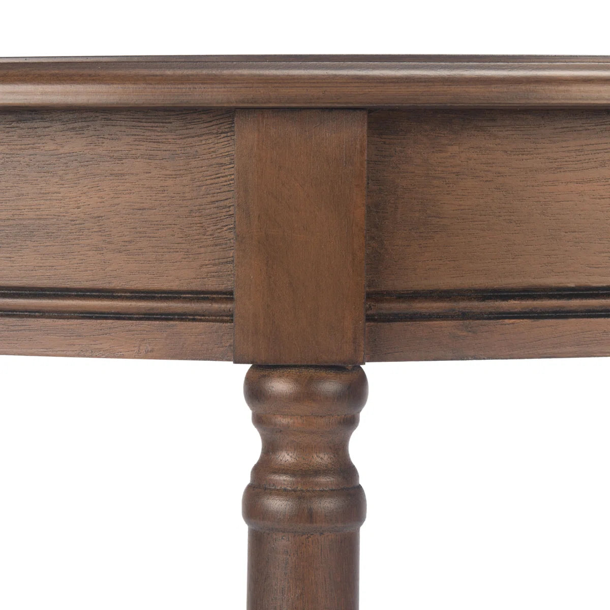 Urbane Crafts Premium Solid Teak Wood Semi-Circular Console Table with Bottom Shelf | Classic Entryway & Living Room Accent Table