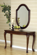 Urbane Crafts Solid Teak Wood Classic Entryway Console Table – Traditional Rectangular Sofa Table with Contoured Tabletop and Fluted Cabriole Legs