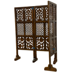 Urbane Crafts Handcrafted 3 Panel Wooden Room Divider (4 Ft Height) – Hand Carved Solid Wood Folding Partition Screen & Low Profile Room Separator for Living Room, Home Office & Bedroom