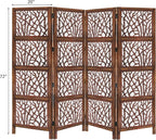 Urbane Crafts Handcrafted Wooden Room Divider & Living Room Partition | 4-Panel Solid Mango Wood & MDF Privacy Screen with Modern Tree Branch Cutouts | Natural Warm Brown Finish