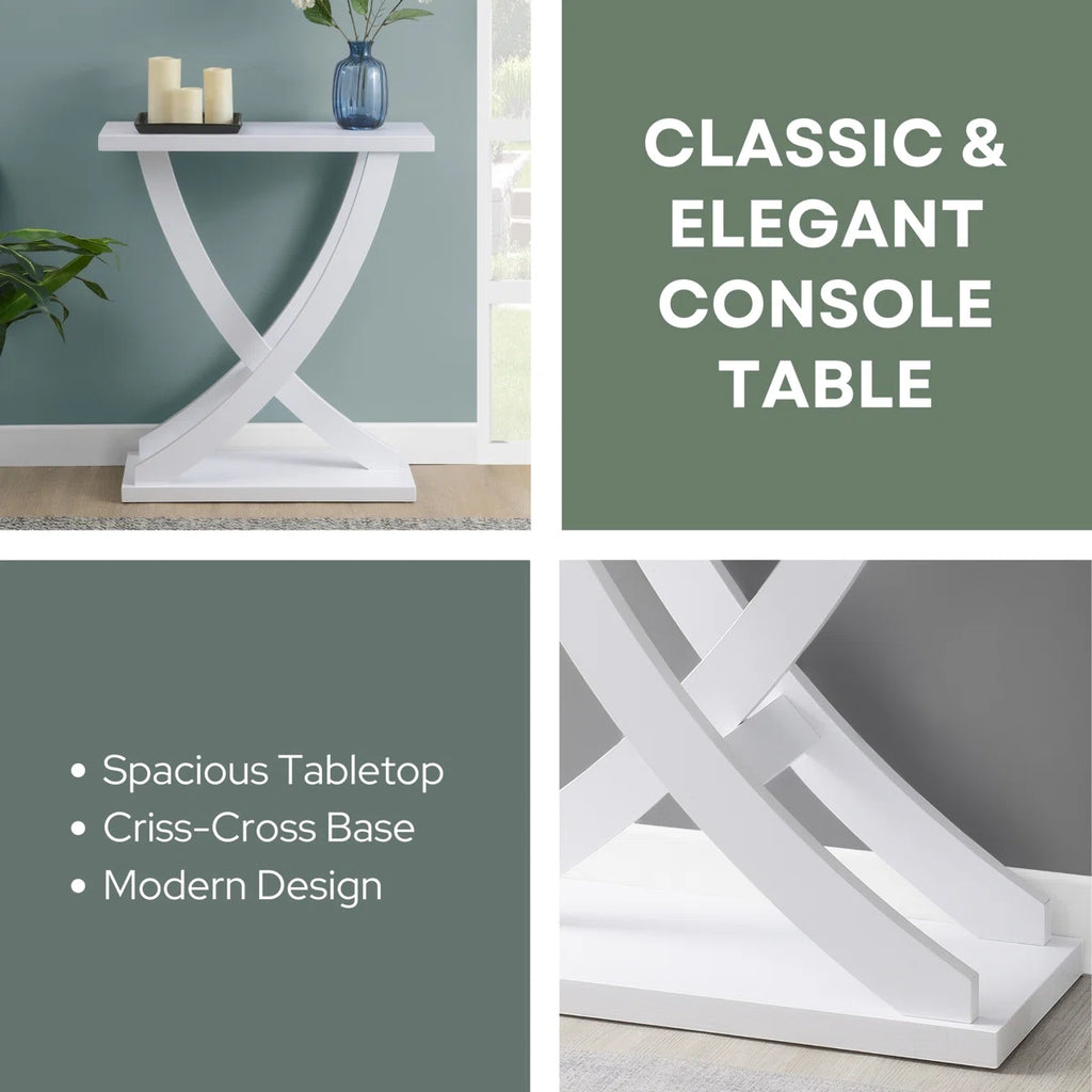 Urbane Crafts Modern Wooden Console Table with Geometric X-Base Design | Contemporary Entryway & Living Room Accent Table