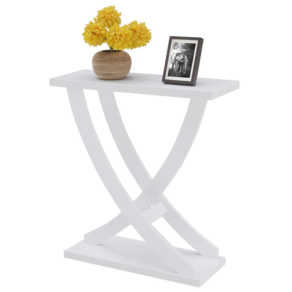 Urbane Crafts Modern Wooden Console Table with Geometric X-Base Design | Contemporary Entryway & Living Room Accent Table