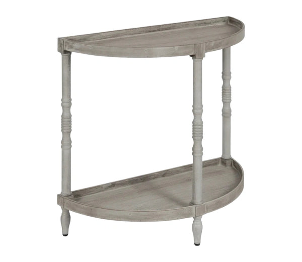 Urbane Crafts Premium Solid Teak Wood Semi-Circular Console Table with Bottom Shelf | Classic Entryway & Living Room Accent Table