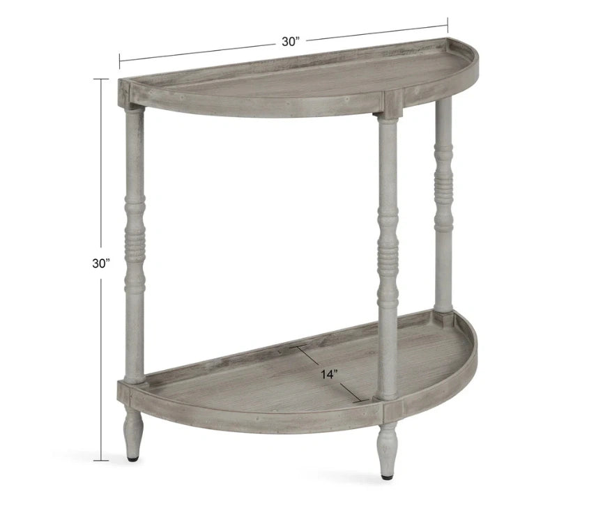 Urbane Crafts Premium Solid Teak Wood Semi-Circular Console Table with Bottom Shelf | Classic Entryway & Living Room Accent Table