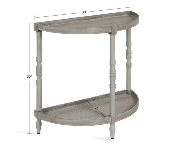 Urbane Crafts Premium Solid Teak Wood Semi-Circular Console Table with Bottom Shelf | Classic Entryway & Living Room Accent Table