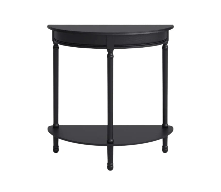 Urbane Crafts Premium Solid Teak Wood Semi-Circular Console Table with Bottom Shelf | Classic Entryway & Living Room Accent Table