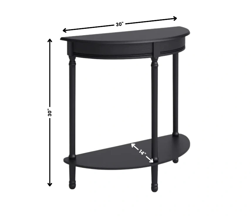 Urbane Crafts Premium Solid Teak Wood Semi-Circular Console Table with Bottom Shelf | Classic Entryway & Living Room Accent Table