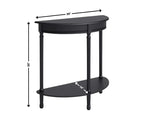 Urbane Crafts Premium Solid Teak Wood Semi-Circular Console Table with Bottom Shelf | Classic Entryway & Living Room Accent Table