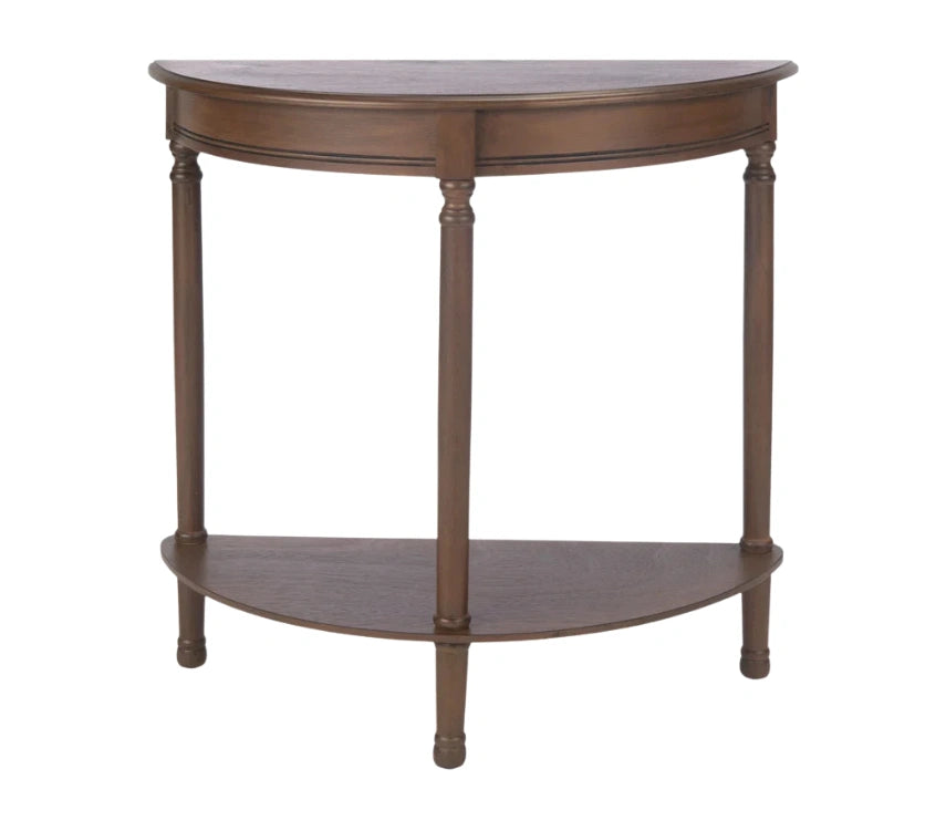 Urbane Crafts Premium Solid Teak Wood Semi-Circular Console Table with Bottom Shelf | Classic Entryway & Living Room Accent Table