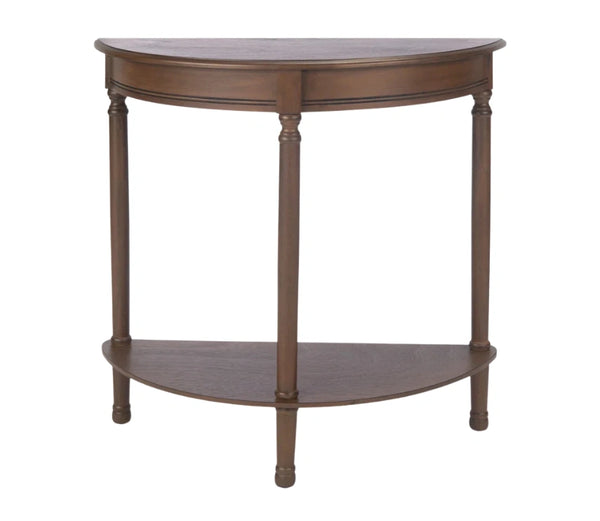 Urbane Crafts Premium Solid Teak Wood Semi-Circular Console Table with Bottom Shelf | Classic Entryway & Living Room Accent Table