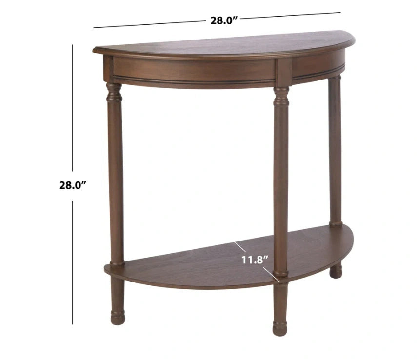 Urbane Crafts Premium Solid Teak Wood Semi-Circular Console Table with Bottom Shelf | Classic Entryway & Living Room Accent Table