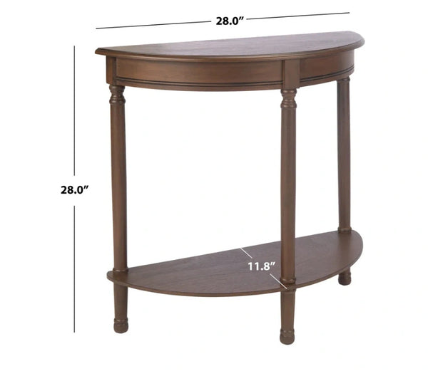 Urbane Crafts Premium Solid Teak Wood Semi-Circular Console Table with Bottom Shelf | Classic Entryway & Living Room Accent Table