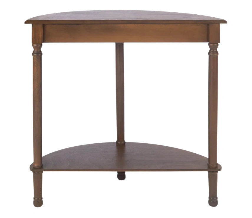 Urbane Crafts Premium Solid Teak Wood Semi-Circular Console Table with Bottom Shelf | Classic Entryway & Living Room Accent Table