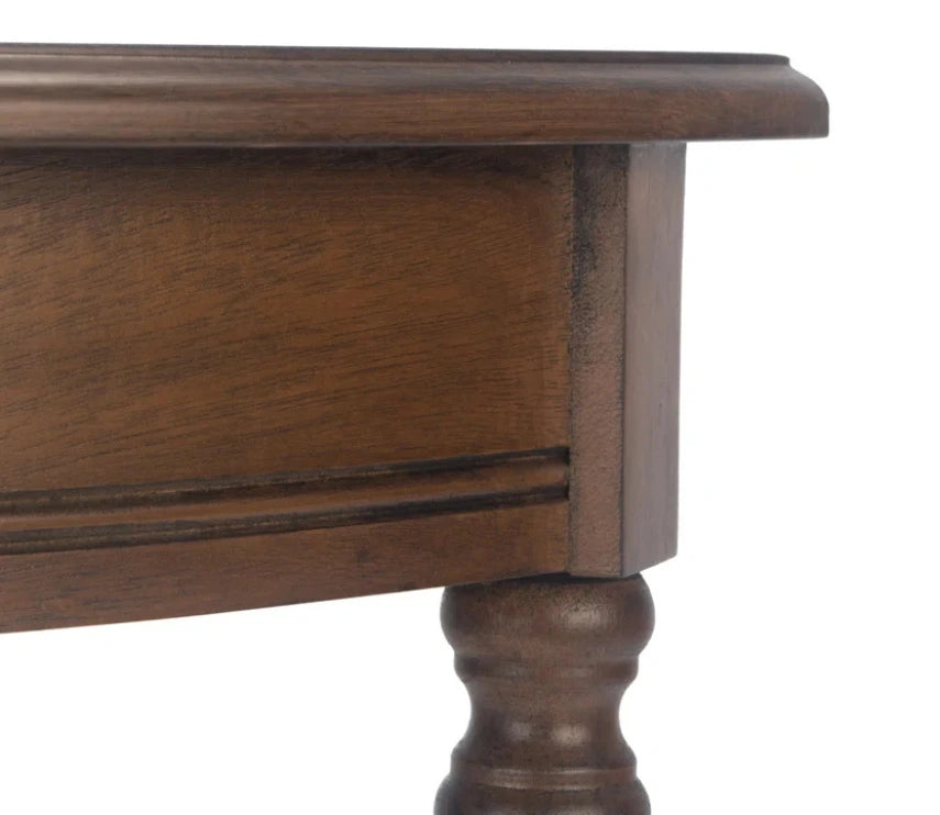 Urbane Crafts Premium Solid Teak Wood Semi-Circular Console Table with Bottom Shelf | Classic Entryway & Living Room Accent Table