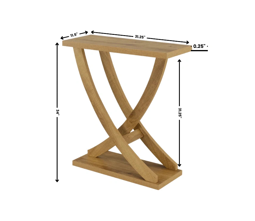 Modern Wooden Console Table with Geometric X-Base Design | Contemporary Entryway & Living Room Accent Table