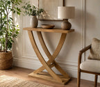 Modern Wooden Console Table with Geometric X-Base Design | Contemporary Entryway & Living Room Accent Table