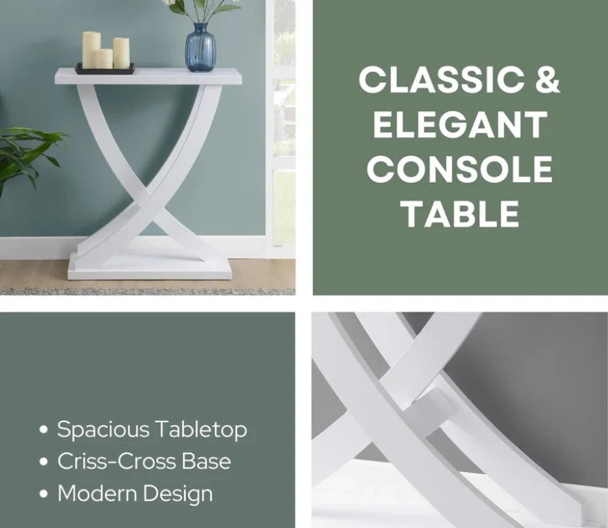 Modern Wooden Console Table with Geometric X-Base Design | Contemporary Entryway & Living Room Accent Table