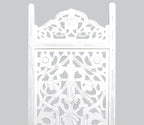 Urbane Crafts Handcrafted Wooden Room Divider & Living Room Partition | 4-Panel Solid Mango Wood & MDF Privacy Screen with Symmetrical Mandala Floral Carvings | Crisp Distressed White Finish