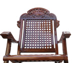 Urbane Crafts Handcrafted Solid Rosewood Rocking Chair | Premium Sheesham Wood Armchair with Intricate Crown Carvings & Comfortable Lattice Backrest | Rich Glossy Finish