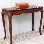Urbane Crafts Vintage Handcrafted Solid Wood Console Table for Entryway & Living Room – Classic Carved Accent Sofa Table with Curved Legs
