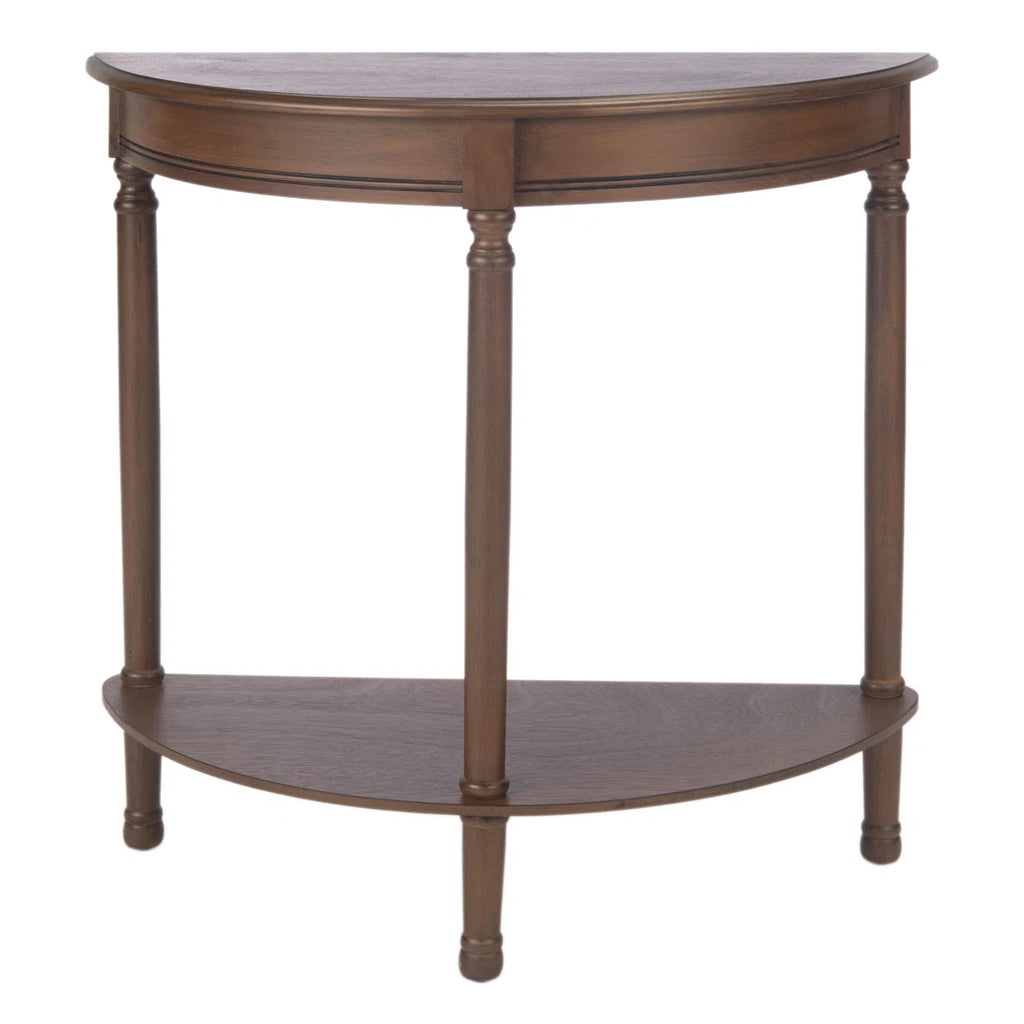 Urbane Crafts Premium Solid Teak Wood Semi-Circular Console Table with Bottom Shelf | Classic Entryway & Living Room Accent Table