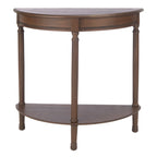 Urbane Crafts Premium Solid Teak Wood Semi-Circular Console Table with Bottom Shelf | Classic Entryway & Living Room Accent Table