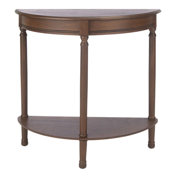 Urbane Crafts Premium Solid Teak Wood Semi-Circular Console Table with Bottom Shelf | Classic Entryway & Living Room Accent Table