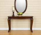 Urbane Crafts Solid Teak Wood Classic Entryway Console Table – Traditional Rectangular Sofa Table with Contoured Tabletop and Fluted Cabriole Legs
