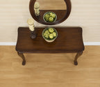 Urbane Crafts Solid Teak Wood Classic Entryway Console Table – Traditional Rectangular Sofa Table with Contoured Tabletop and Fluted Cabriole Legs