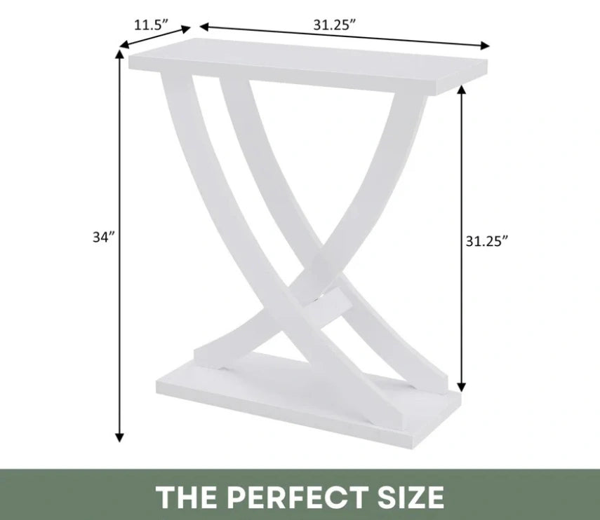 Urbane Crafts Modern Wooden Console Table with Geometric X-Base Design | Contemporary Entryway & Living Room Accent Table