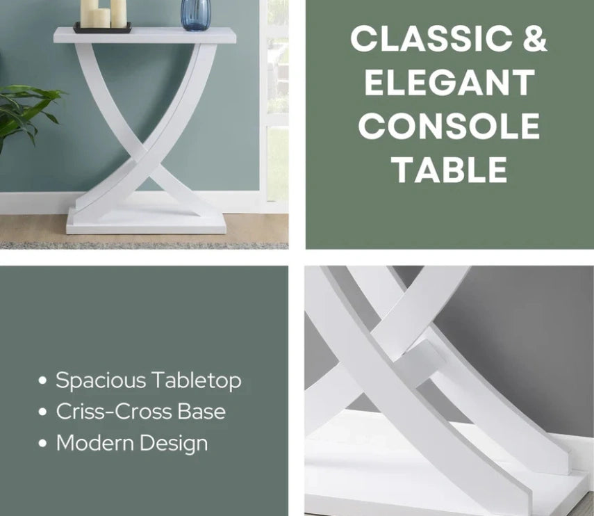 Urbane Crafts Modern Wooden Console Table with Geometric X-Base Design | Contemporary Entryway & Living Room Accent Table