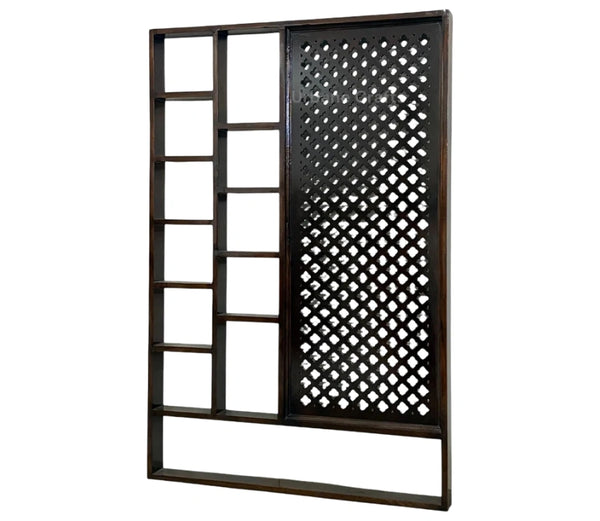 Handcrafted Solid Mango Wood Room Divider & Multi-Tier Display Bookshelf