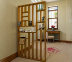 Handcrafted Solid Mango Wood Room Divider & Multi-Tier Display Bookshelf