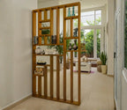 Handcrafted Solid Mango Wood Room Divider & Multi-Tier Display Bookshelf