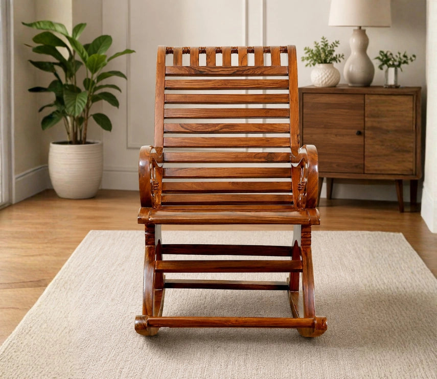 Urbane Crafts Handcrafted Solid Rosewood Rocking Chair | Traditional Wooden Lounge Rocker | Elegant Relaxation Chair