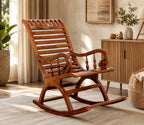 Urbane Crafts Handcrafted Solid Rosewood Rocking Chair | Traditional Wooden Lounge Rocker | Elegant Relaxation Chair