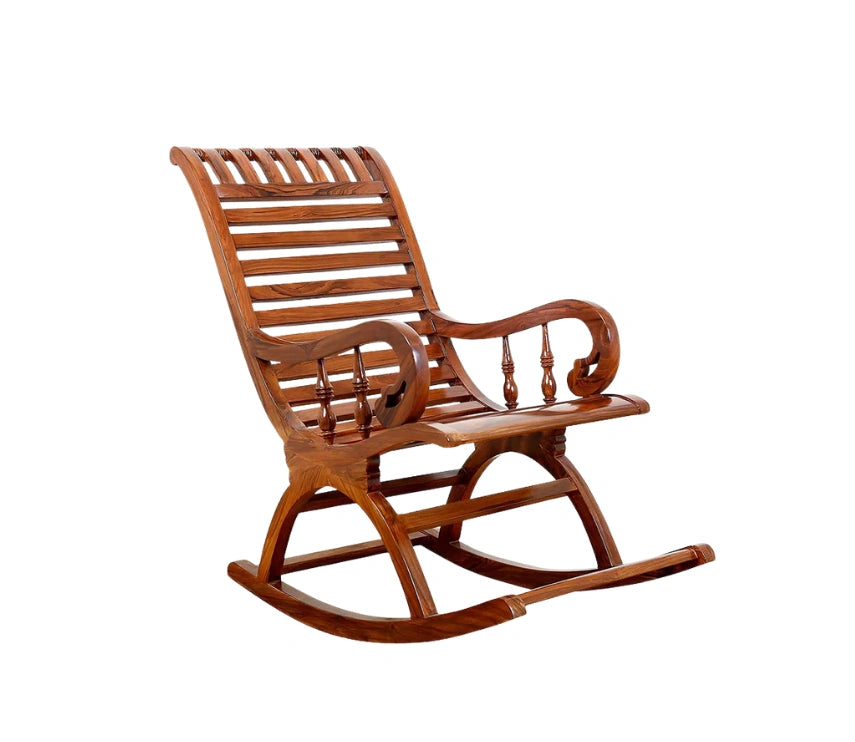 Urbane Crafts Handcrafted Solid Rosewood Rocking Chair | Traditional Wooden Lounge Rocker | Elegant Relaxation Chair