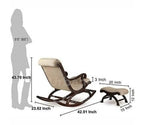 Handcrafted Solid Rosewood Upholstered Rocking Chair with Footrest | Luxury Wooden Recliner Rocker