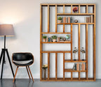 Handcrafted Solid Mango Wood Room Divider & Multi-Tier Display Bookshelf