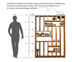 Handcrafted Solid Mango Wood Room Divider & Multi-Tier Display Bookshelf