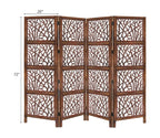 Urbane Crafts Handcrafted Wooden Room Divider & Living Room Partition | 4-Panel Solid Mango Wood & MDF Privacy Screen with Modern Tree Branch Cutouts | Natural Warm Brown Finish