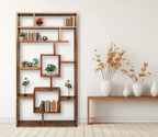 Urbane Crafts Handcrafted Solid Mango Wood Room Divider & Multi-Tier Display Bookshelf