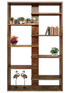 Handcrafted Solid Mango Wood Room Divider & Multi-Tier Display Bookshelf