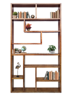 Urbane Crafts Handcrafted Solid Mango Wood Room Divider & Multi-Tier Display Bookshelf