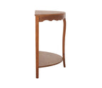 Urbane Crafts Solid Teak Wood Half-Moon Console Table – Vintage Demilune Entryway Table with Scalloped Apron and Storage Shelf